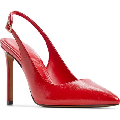 Aldo Lala Slingback Pointed Toe Pump In Red Crinkle