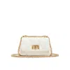Aldo Ledia Quilted Faux Leather Convertible Crossbody Bag In White