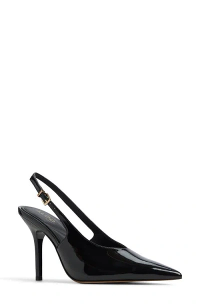 Aldo Lysandre Slingback Pointed Toe Pump In Black Patent