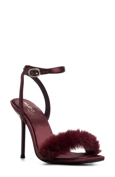 Aldo Marilou Faux Fur Sandal In Burgundy