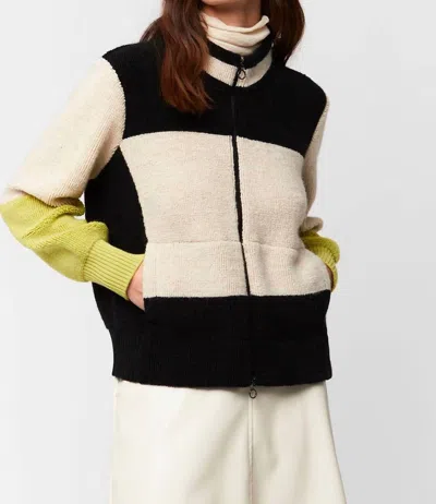 Aldo Martins Cantos Zip Front Cardigan In Black/ivory In Neutral