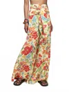 Aldo Martins Floral Wide Leg Pant In Gold With Orange/blue/green Floral In Multi