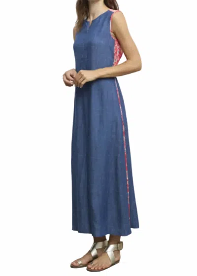Aldo Martins Long Sleeveless Effect Dress In Denim In Blue
