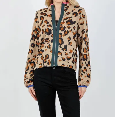 Aldo Martins Olimpo Leopard Zip Sweater In Beige In Multi