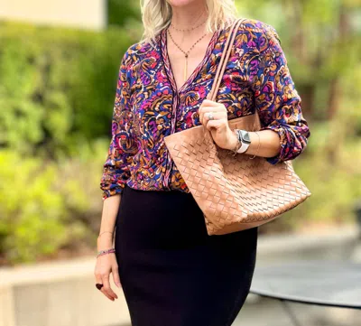 Aldo Martins V-neck Top In Blue Floral In Multi