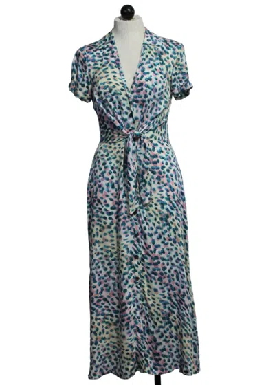 Aldo Martins Women's Short Sleeve Dress In Blue Leopard In Multi