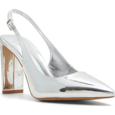 Aldo Meesha Slingback Pointed Toe Pump In Silver Mirror Metallic