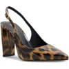 Aldo Meesha Womens Animal Print Manmade Slingback Heels In Brown Patent Multi