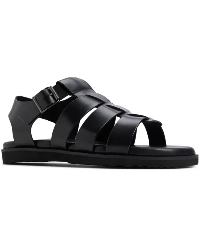 Aldo Men's Darby Leather Fisherman Sandals In Black