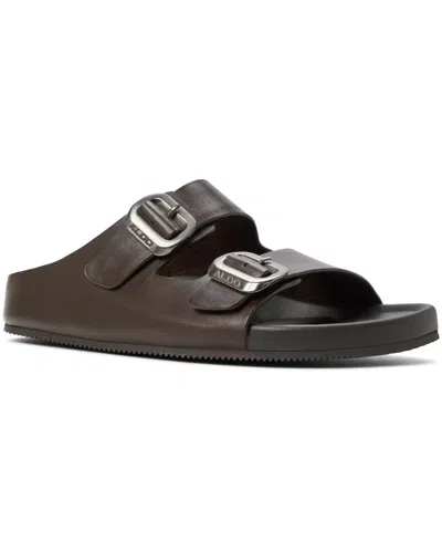 Aldo Men's Kennebunk Leather Slide Sandals In Dark Brown