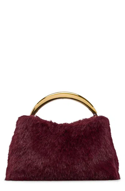 Aldo Minckaax Faux Fur Top Handle Bag In Bordo