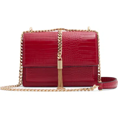 Aldo Miyabellx Croc Embossed Faux Leather Convertible Crossbody Bag In Red