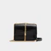 Aldo Miyabellx Croc Embossed Faux Leather Convertible Crossbody Bag In Black