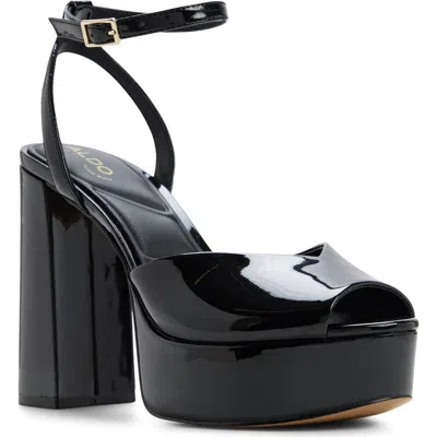 Aldo Monnae Ankle Strap Peep Toe Platform Sandal In Black