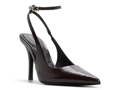Aldo Nikoletta Ankle Strap Pointed Toe Pump In Burgundy