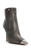 Aldo Nilita Heeled Ankle Boot In Pewter With Metal Toe Cap-silver In Pewter