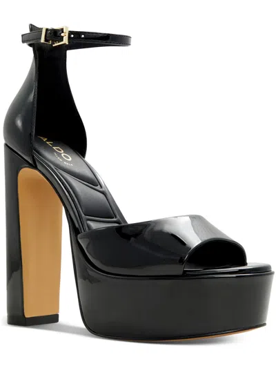 Aldo Nissa Womens Faux Leather Open Toe Platform Heels In Black