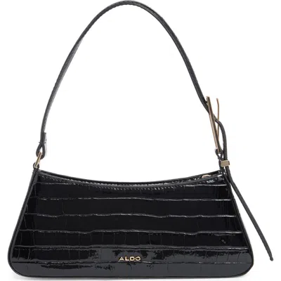 Aldo Oriontos Shoulder Bag In Black Croc Patent