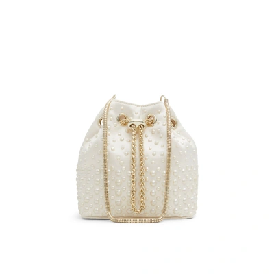 Aldo Pearlily Imitation Pearl Bucket Bag In White