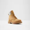 Aldo Prae Boot Women's Us 5 Brown Leather Zipper Round Toe Ankle Combat Khd634