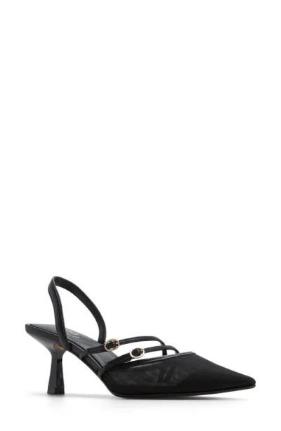 Aldo Renesme Pointed Toe Slingback Pump In Black Mesh