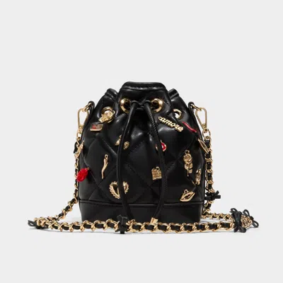 Aldo Romalovee Diamond Quilted Faux Leather Bucket Bag In Black