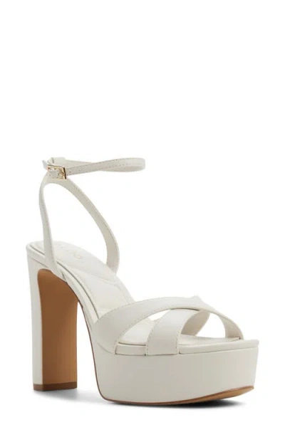 Aldo Rosine Ankle Strap Platform Sandal In White