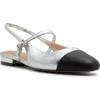 Aldo Sadey Slingback Mary Jane Cap Toe Flat In Silver Metallic Multi