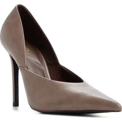 Aldo Savaana Pointed Toe Faux Leather Pump In Mid Grey