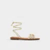 Aldo Seazen Ankle Wrap Sandal In Gold