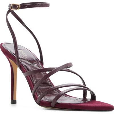 Aldo Solania Ankle Strap Pointed Toe Sandal In Burgundy