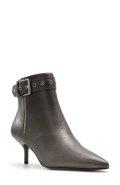 Aldo Women's Solarra Pointed-toe Buckle Booties In Distressed Pewter