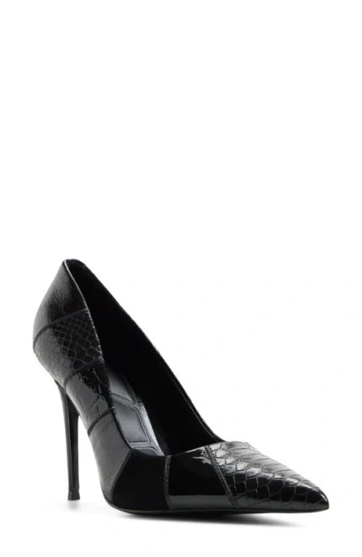 Aldo Stasyamix Croc Embossed Faux Leather Pump In Black