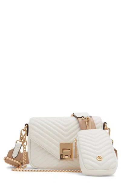 Aldo Unilax Chevron Quilted Faux Leather Crossbody Bag In Beige