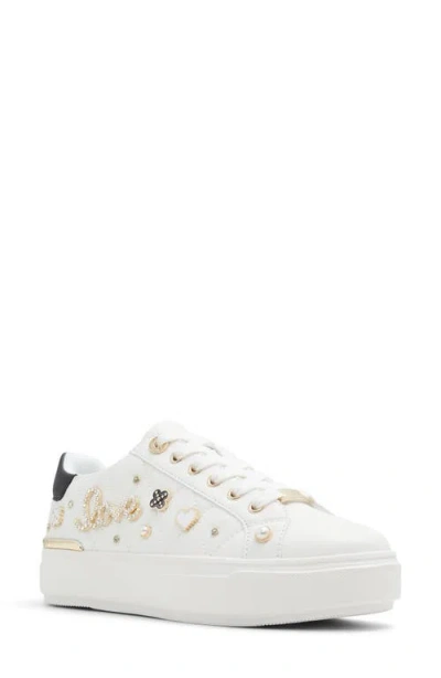 Aldo Visuetti Platform Sneaker In White Quilted