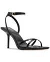 Aldo Tulipa Ankle Strap Pointed Toe Sandal In Black Snake Embossed