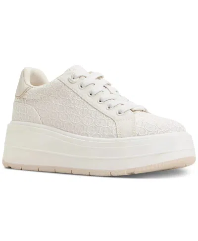 Aldo Women's  Garelia Sneaker Ivory Lace Up Platform Lifestyle Shoes Hawk2516 In White