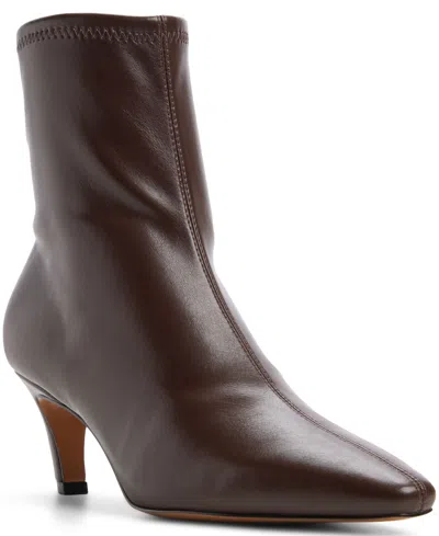 Aldo Women's Alyonna Side Zip Ankle Booties In Brown Smooth