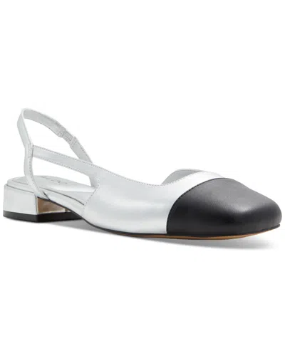 Aldo Women's Amandine Slingback Cap Toe Block-heel Flats In Silver Mixed
