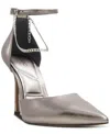 Aldo Aurelina Chain Ankle Strap Pointed Toe Pump In Grey Metallic