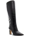 Aldo Women's Cadigoder Pointed-toe Croc Knee High Boots In Black Croc