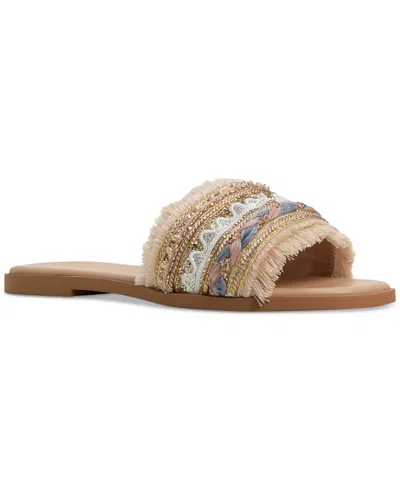 Aldo Women's Coralya Embellished Flat Sandals In Pink Woven