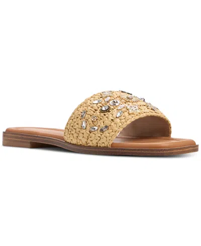 Aldo Women's Gizelle Pearl Embellished Flat Slide Sandals In Natural Woven