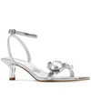 Aldo Daisyrose Ankle Strap Kitten Heel Sandal In Silver Metallic