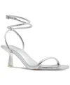 Aldo Women's Dime Strappy Ankle Wrap Dress Sandals In Silver Snake Emblem