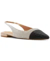 Aldo Women's Fleure Slingback Cap-toe Flats In Black,white Rhinestone
