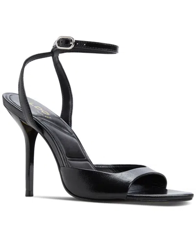 Aldo Women's Forevermore Two-piece Stiletto Sandals In Black Crinkle