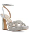 Aldo Womens Rhinestone Leather Ankle Strap In Silver Mixed