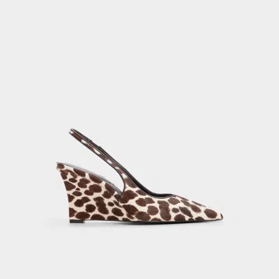 Aldo Jenadine Genuine Calf Hair Pointed Toe Wedge Pump In Brown
