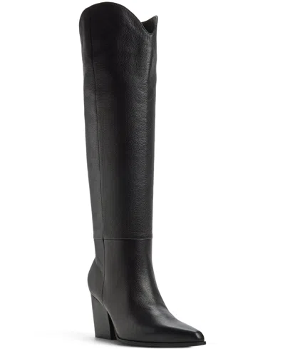 Aldo Women's Kaely Knee-high Tall Western Boots In Black